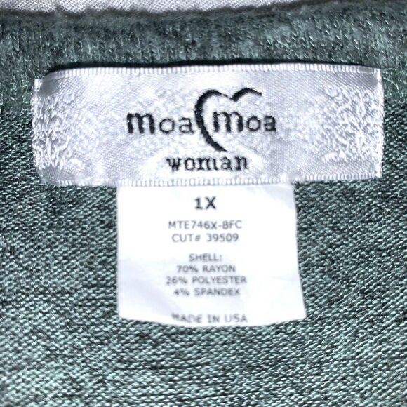 Moa Moa plus sized sage green cold shoulder sweater sz 1X - Picture 6 of 7
